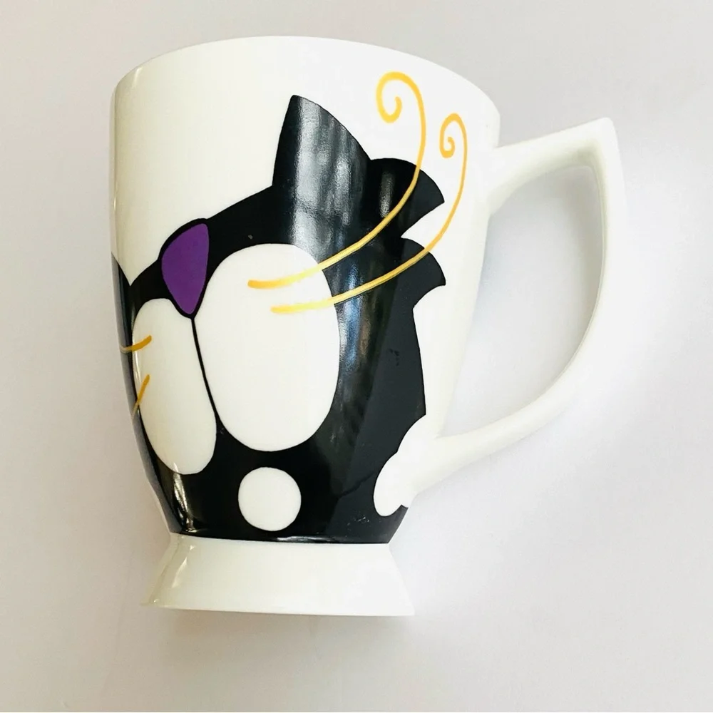 Great Shakes Fine Bone China Cat Mug Whimsical Black Cat Tea Mug Art Deco Style